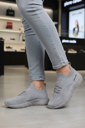 Gri Tekstil Hafif Hava Alabilir Unisex Spor Ayakkabı PC-32711 Z