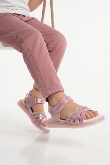 Pembe Cırtlı Kız Çocuk Sandalet Maya P