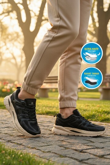Siyah-Beyaz ComfortSole Taban Erkek Spor Ayakkabı Blausee M