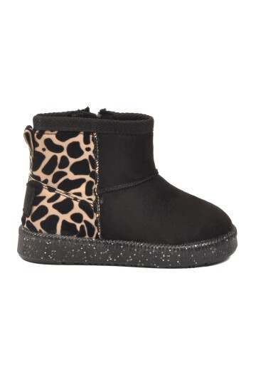 Siyah Leopar İçi Kürklü Bebek Bot 1212 B