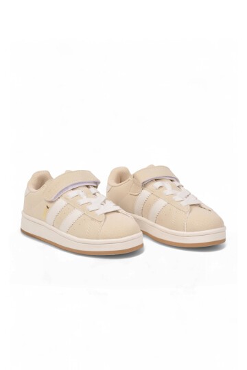 Cırt Bantlı Kalın Rahat Taban Bej Unisex Çocuk Yürüyüş ve Spor Ayakkabı Sneaker Coop