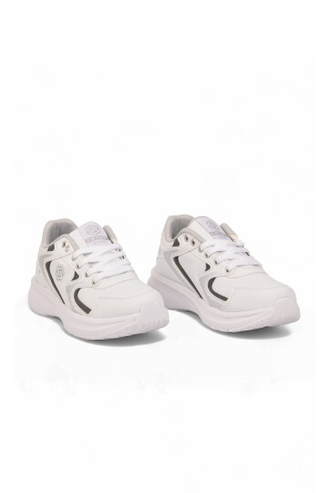 Bağcıklı Kalın Rahat Taban Hafif Esnek Beyaz Unisex Yürüyüş ve Spor Ayakkabı Sneaker 2032