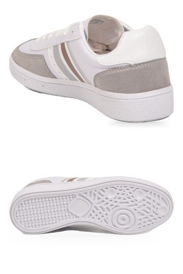 Beyaz-Buz Bağcıklı Unisex Yürüyüş ve Spor Ayakkabı Sneaker 015