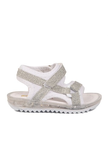 Beyaz-Gümüş Ortopedik Bebek Sandalet 25T104 B