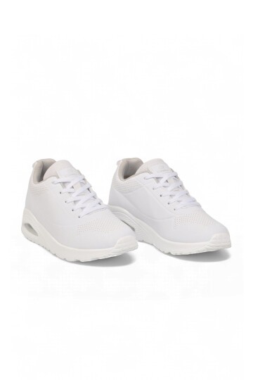 Bağcıklı Kalın Tabanlı Beyaz Unisex Yürüyüş ve Spor Ayakkabı Sneaker 5101