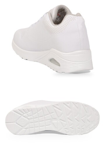 Bağcıklı Kalın Tabanlı Beyaz Unisex Yürüyüş ve Spor Ayakkabı Sneaker 5101