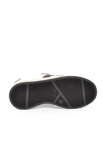 Cırt Bantlı Kalın Rahat Taban Beyaz-Siyah Unisex Çocuk Yürüyüş ve Spor Ayakkabı Sneaker Coop