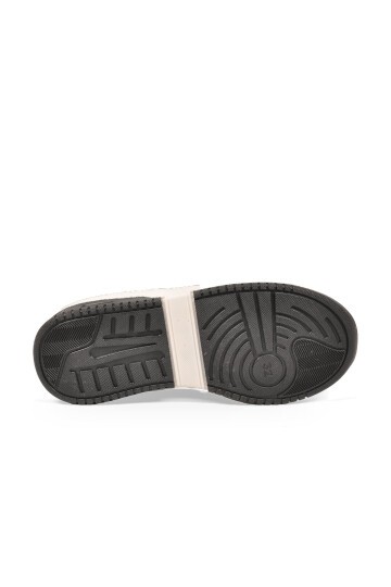 Cırt Bantlı Kalın Rahat Taban Beyaz-Siyah Unisex Çocuk Yürüyüş ve Spor Ayakkabı Sneaker Foor