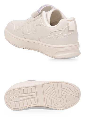 Cırt Bantlı Kalın Rahat Taban Beyaz Unisex Çocuk Yürüyüş ve Spor Ayakkabı Sneaker Foor