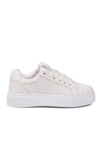 Erkek Bağcıklı Kalın Taban Spor Ayakkabı Beyaz Şık Rahat Casual Ayakkabı Sneaker 26201