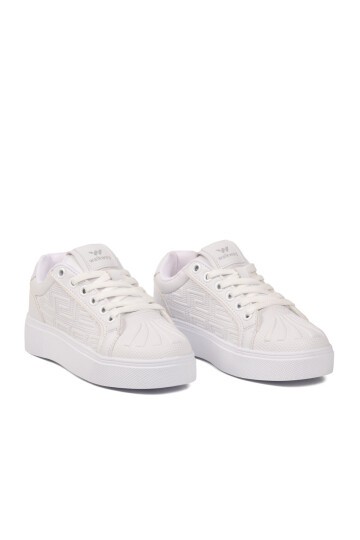 Erkek Bağcıklı Kalın Taban Spor Ayakkabı Beyaz Şık Rahat Casual Ayakkabı Sneaker 26201