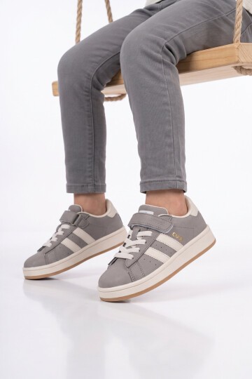Cırt Bantlı Kalın Rahat Taban Füme Unisex Çocuk Yürüyüş ve Spor Ayakkabı Sneaker Coop