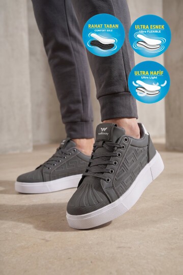 Unisex Bağcıklı Kalın Taban Spor Ayakkabı Füme Şık Rahat Casual Ayakkabı Sneaker 26201