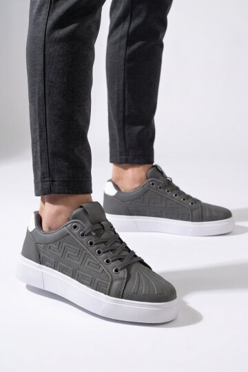 Unisex Bağcıklı Kalın Taban Spor Ayakkabı Füme Şık Rahat Casual Ayakkabı Sneaker 26201