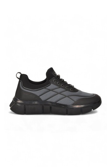 Erkek Lastik Bağcıklı Kalın Rahat Konfor Taban Füme Yürüyüş ve Spor Ayakkabı Sneaker Stride