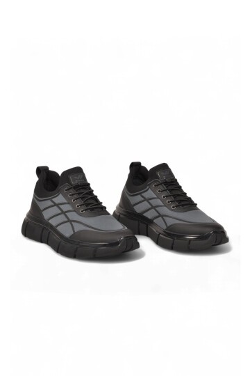 Erkek Lastik Bağcıklı Kalın Rahat Konfor Taban Füme Yürüyüş ve Spor Ayakkabı Sneaker Stride