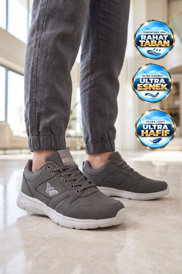 Bağcıklı Cilt Füme Hafif Rahat Taban Esnek Unisex Yürüyüş ve Spor Ayakkabı Sneaker Core 020
