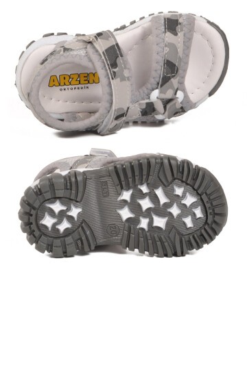 Gri-Kamuflaj Ortopedik Bebek Sandalet 25T104 B