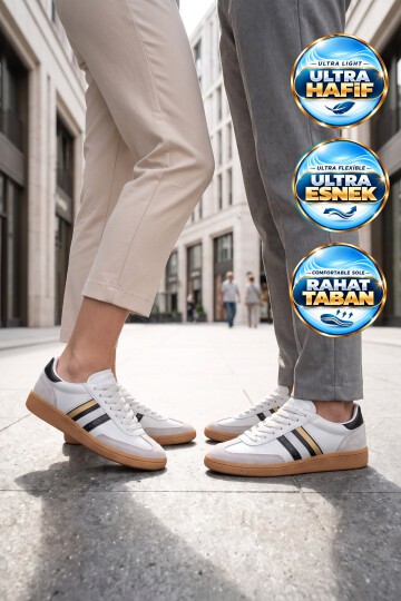 Gümüş-Siyah Bağcıklı Unisex Yürüyüş ve Spor Ayakkabı Sneaker 015
