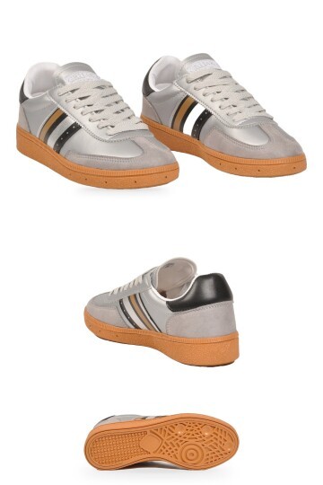Gümüş-Siyah Bağcıklı Unisex Yürüyüş ve Spor Ayakkabı Sneaker 015