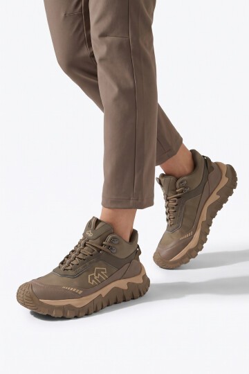 Erkek Bağcıklı Kalın Kauçuk Taban Haki Outdoor Trekking Bot 26K513