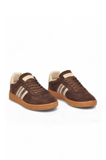 Kahve-Bej Bağcıklı Unisex Yürüyüş ve Spor Ayakkabı Sneaker 015