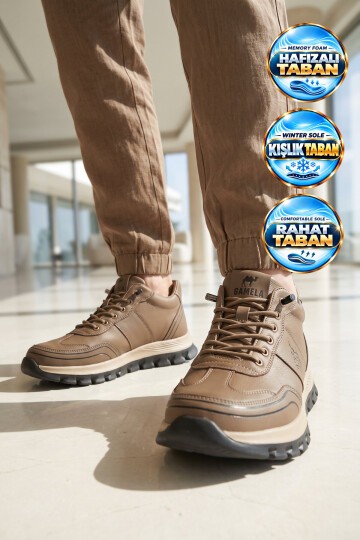 Rahat Memory Taban Sneaker Kahve Lastik Bağcıklı Erkek Casual Yürüyüş Ayakkabı Tough