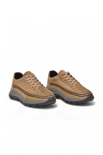 Erkek Bağcıklı Rahat Taban Kum Hakiki Deri Erkek Casual Sneaker Ayakkabı 160
