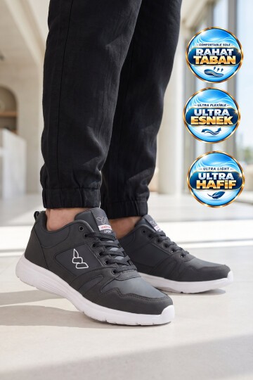 Bağcıklı Cilt Lacivert Hafif Rahat Taban Esnek Unisex Yürüyüş ve Spor Ayakkabı Sneaker Core 020
