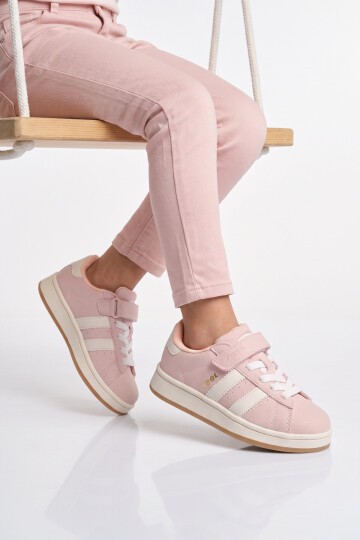 Cırt Bantlı Kalın Rahat Taban Pudra Kız Çocuk Yürüyüş ve Spor Ayakkabı Sneaker Coop