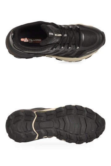 Rahat Ortopedik Taban Bağcıklı Siyah-Bej Erkek Yürüyüş ve Spor Ayakkabı Sneaker 2427