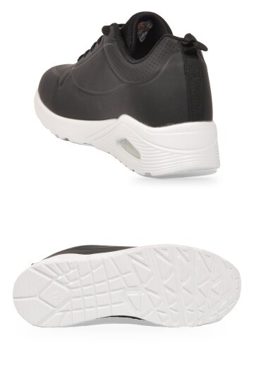 Bağcıklı Kalın Tabanlı Siyah-Beyaz Unisex Yürüyüş ve Spor Ayakkabı Sneaker 5101