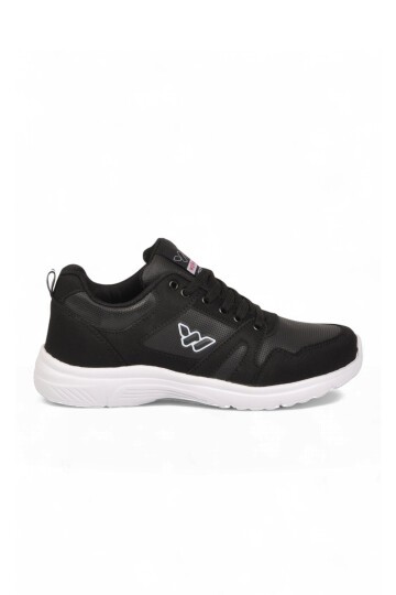 Bağcıklı Cilt Siyah-Beyaz Hafif Rahat Taban Esnek Unisex Yürüyüş ve Spor Ayakkabı Sneaker Core 020