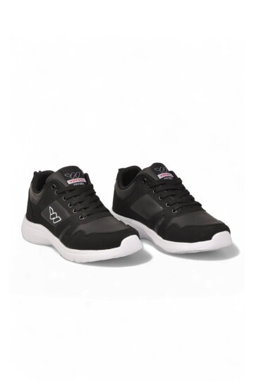 Bağcıklı Cilt Siyah-Beyaz Hafif Rahat Taban Esnek Unisex Yürüyüş ve Spor Ayakkabı Sneaker Core 020