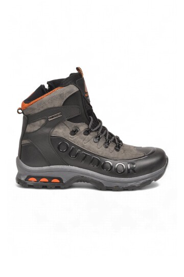 Erkek Bağcıklı Kaymaz Tabanlı Siyah-Füme Outdoor Trekking Bot 2115