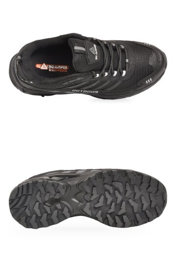 Erkek Bağcıklı Kaymaz Tabanlı Siyah Outdoor Trekking Ayakkabı 2408