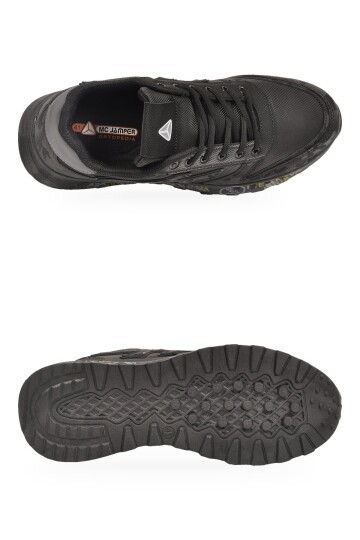 Erkek Ortopedik Rahat Taban Bağcıklı Siyah Erkek Yürüyüş ve Spor Ayakkabı Sneaker 2444 (Cilt)