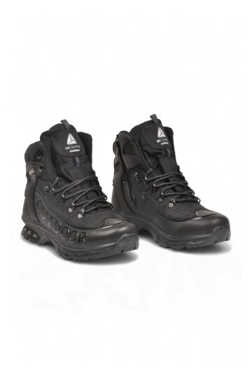 Erkek Bağcıklı Kaymaz Tabanlı Siyah Outdoor Trekking Bot 2115