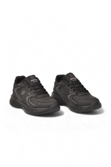 Bağcıklı Kalın Rahat Taban Hafif Esnek Siyah Unisex Yürüyüş ve Spor Ayakkabı Sneaker 2032