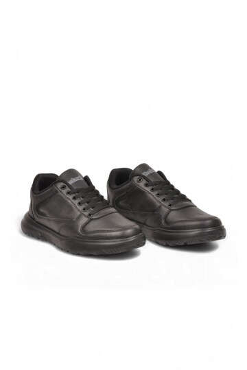 Erkek Bağcıklı Hafif Rahat Taban Siyah Casual Yürüyüş Ayakkabı Sneaker 2297 Cilt