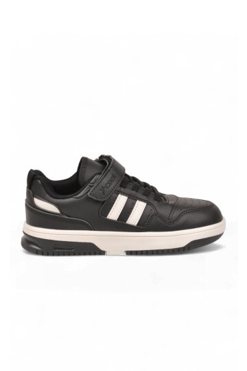 Cırt Bantlı Kalın Rahat Taban Siyah Unisex Çocuk Yürüyüş ve Spor Ayakkabı Sneaker Foor
