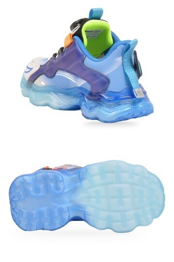 Akıllı Bağcıklı Desenli Kalın Tabanlı Mavi Unisex Çocuk Spor Ayakkabı Sneaker Kalen
