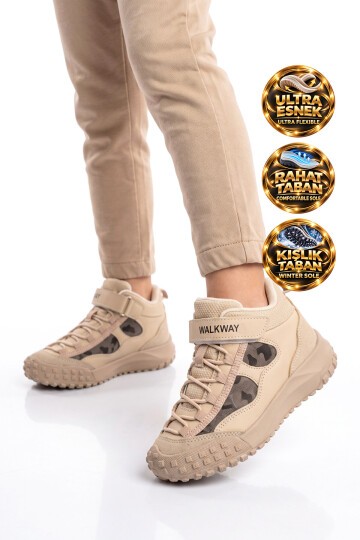 Erkek Çocuk Bej Comfort Tabanlı Lastik Bağcıklı Sneaker Bot Nexo 2280