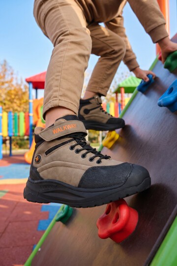 Erkek Çocuk Bej-Turuncu Comfort Tabanlı Lastik Bağcıklı Sneaker Bot Surge 2037