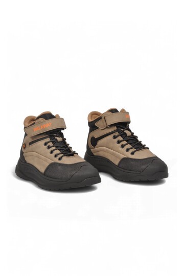 Erkek Çocuk Bej-Turuncu Comfort Tabanlı Lastik Bağcıklı Sneaker Bot Surge 2037