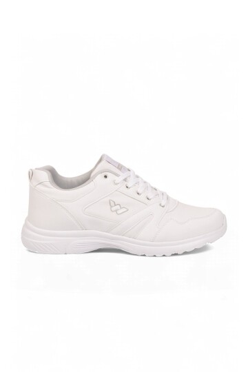 Erkek Beyaz Büyük Numara Bağcıklı Hafif Esnek Yürüyüş ve Spor Ayakkabı Sneaker Core 020