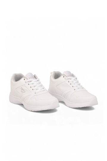 Erkek Beyaz Büyük Numara Bağcıklı Hafif Esnek Yürüyüş ve Spor Ayakkabı Sneaker Core 020