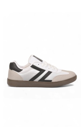Bağcıklı Şık Rahat Hafif Beyaz-Siyah Unisex Yürüyüş ve Spor Ayakkabı Sneaker 234750