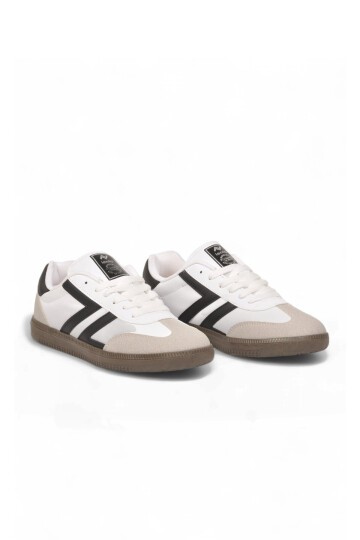 Bağcıklı Şık Rahat Hafif Beyaz-Siyah Unisex Yürüyüş ve Spor Ayakkabı Sneaker 234750