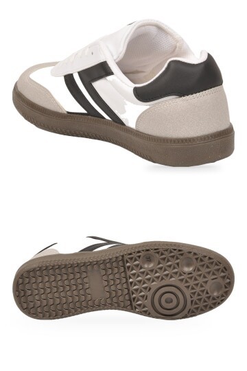 Bağcıklı Şık Rahat Hafif Beyaz-Siyah Unisex Yürüyüş ve Spor Ayakkabı Sneaker 234750